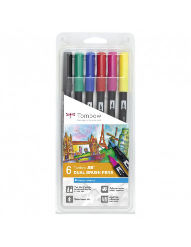 TOMBOW ABT DUAL BRUSH BLISTER 6 COL PRIMARIOS