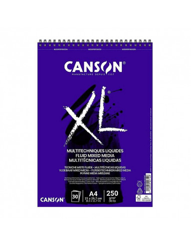 BLOC DIBUJO CANSON XL MIX MEDIA FLUID A4 250G 30H